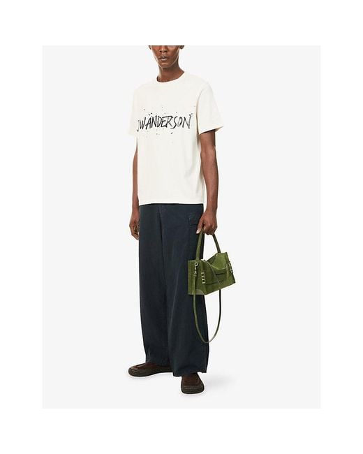 J.W. Anderson White Circular Brand-Print Cotton T-Shirt for men