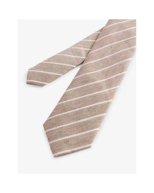 Ted Baker White Niels Pin Stripe-pattern Linen And Silk-blend Tie for men