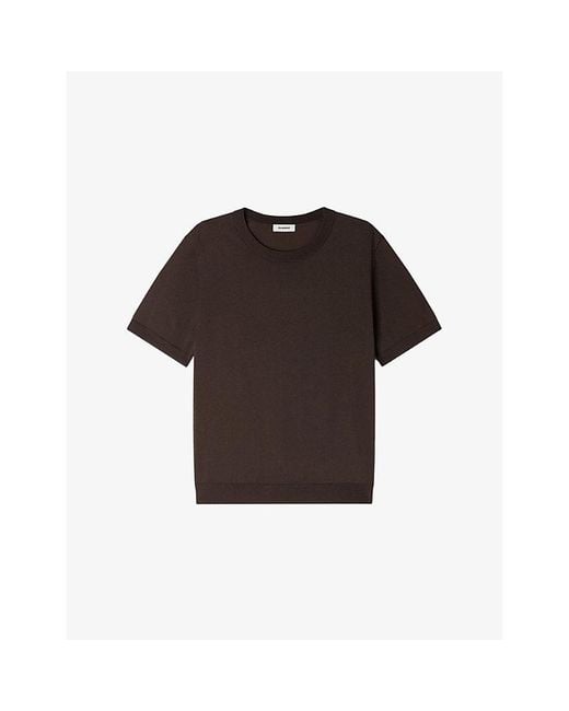 Sandro Black Crewneck Classic-Fit Knitted T-Shirt for men
