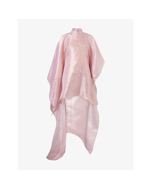 ‎Taller Marmo Pink Dallas Band-Collar Woven Kaftan