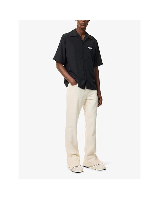 Amiri Black Logo-Embroidery Camp Woven Shirt for men