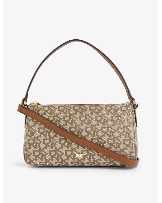 DKNY Leather Irina Monogram Woven Baguette Shoulder Bag in Metallic Lyst