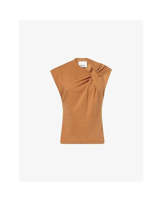 Isabel Marant Brown Nayda Asymmetric Cotton Top