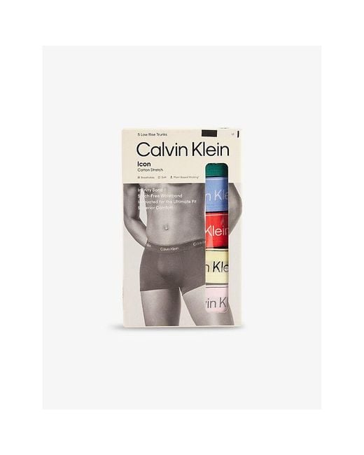 Calvin Klein Multicolor Icon Pride Logo-Waistband Pack Of Five Stretch-Cotton Trunks for men