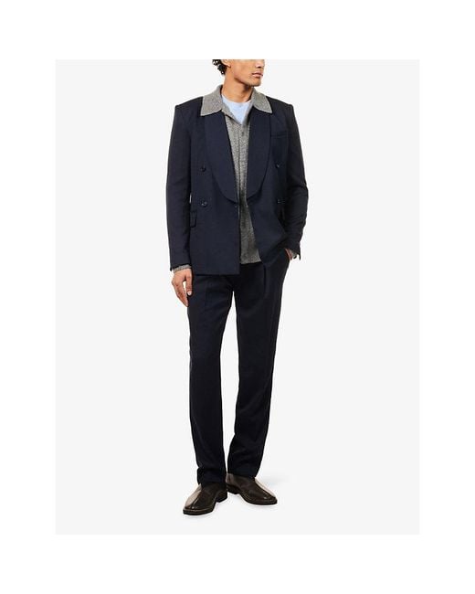 Jonathan Simkhai Blue Coleman Shawl-Lapels Stretch-Woven Blazer for men