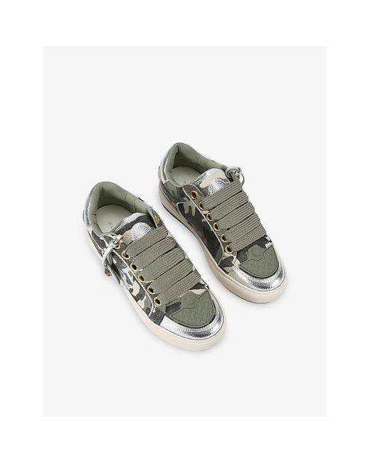 Kurt Geiger White Southbank Tag Canvas Trainers
