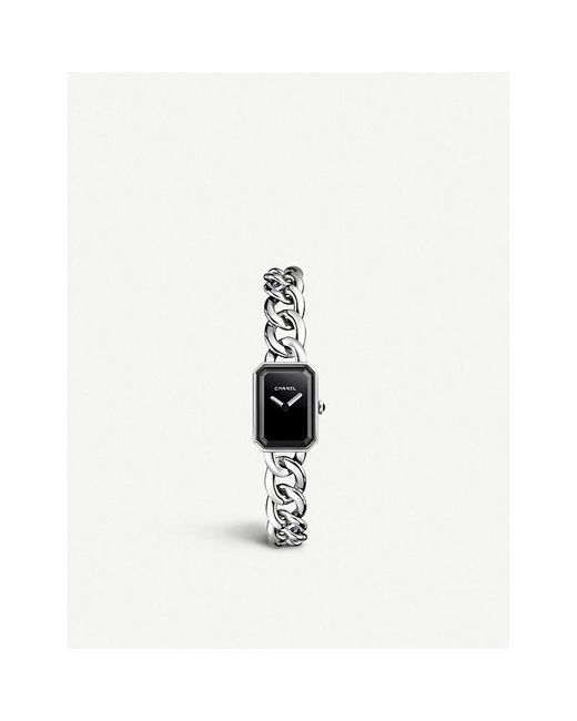Chanel White H3248 Première Chain Steel, Black Lacquer And Onyx Watch