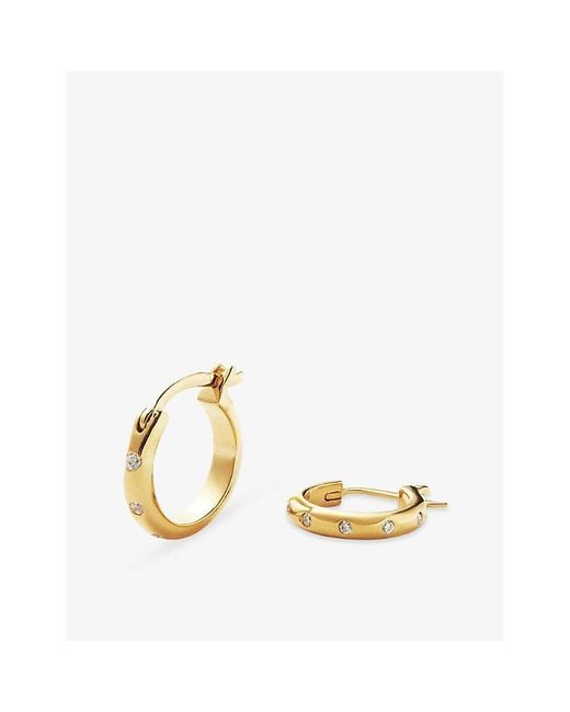 Missoma Metallic Mini Solar Studded 18Ct Vermeil And Cubic Zirconia Hoop Earrings
