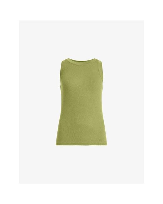 AllSaints Green Rina Sleeveless Stretch-woven Tank Top