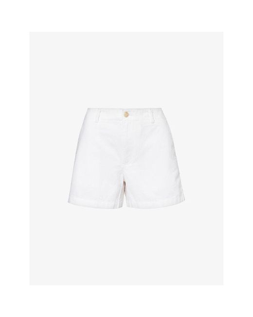 Polo Ralph Lauren White Logo-embroidered Straight-leg Cotton-twill Shorts
