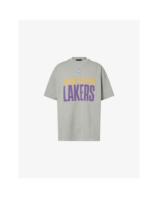 Fear Of God Gray Fog X Essentials X Nba Lakers 90's Fit Cotton-Jersey T-Shirt for men