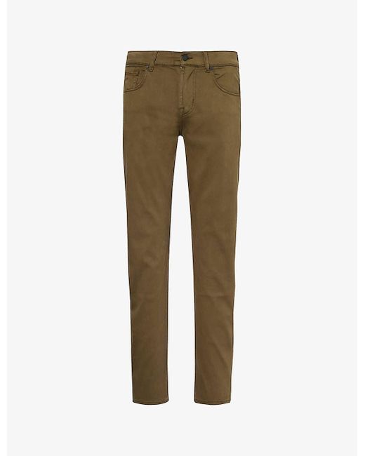 7 For All Mankind Green Slimmy Tapered Tapered-leg Slim-fit Cotton-blend Trousers for men