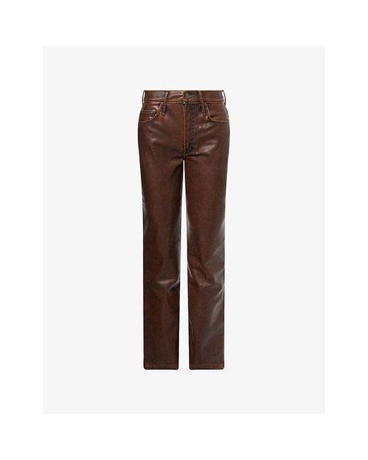 Mother Brown The Insider Sneak Bootcut Faux-Leather Trousers