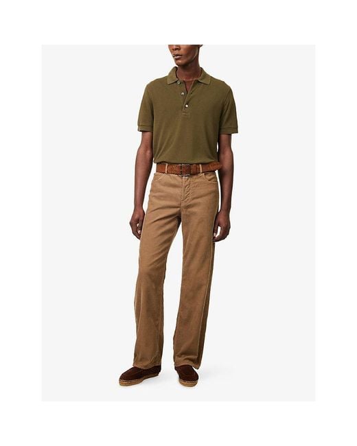Tom Ford Green Embroidered-Logo Short-Sleeve Piquet Polo Shirt for men