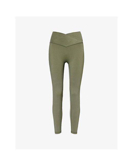 ADANOLA Green Ultimate Wrap-over High-rise Stretch-woven leggings