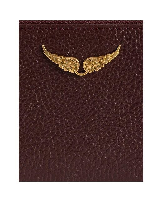 Zadig & Voltaire Brown Zv Mini Logo-Plaque Leather Coin Purse