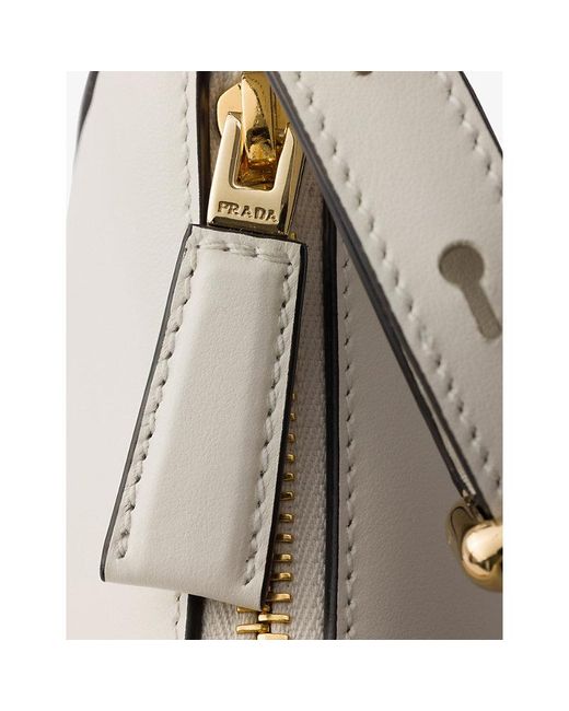 Prada White Arqué Small Leather Shoulder Bag