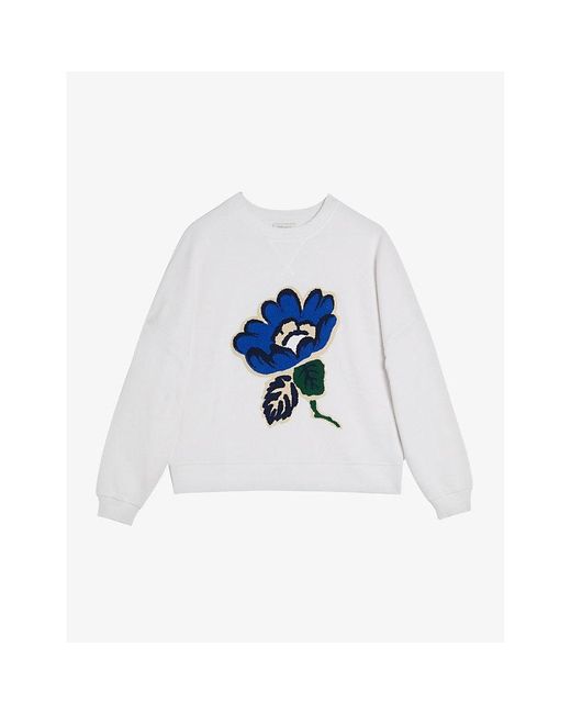 Ted Baker White Karlaih Boucle-flower Cotton Sweatshirt