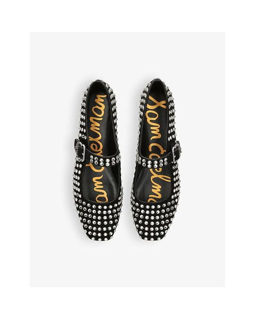 Sam Edelman Black Michaela Rhinestone-Embellished Ballet Flats