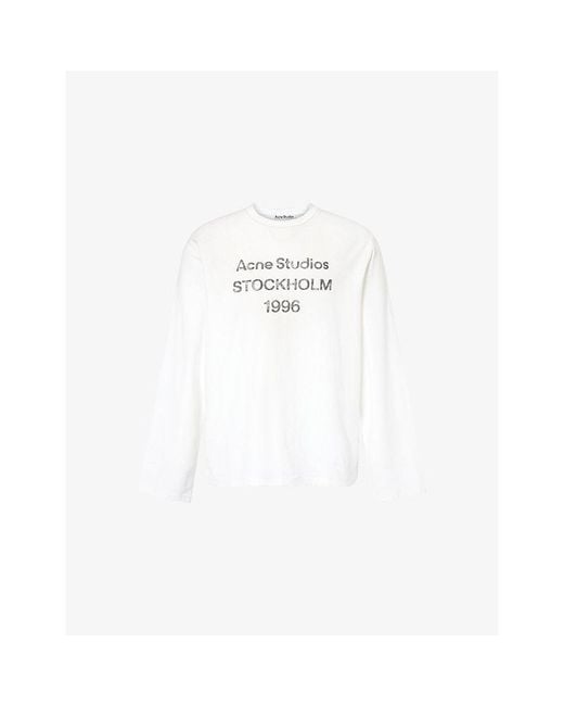Acne White Edden 1996 Long-Sleeve Cotton T-Shirt for men