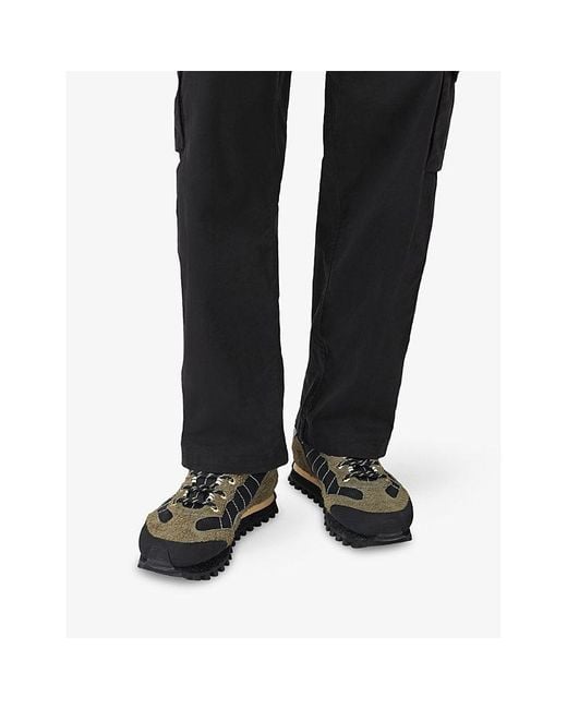 AllSaints Green Nevis Suede And Woven Low-Top Trainers for men