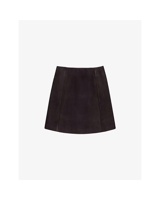 Ro&zo Black High-Rise Leather Mini Skirt