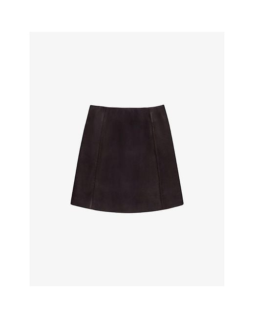 Ro&zo Black High-Rise Leather Mini Skirt