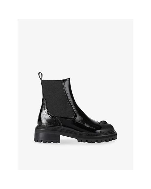 Kurt Geiger Black Sloane Patent-Leather Chelsea Boots
