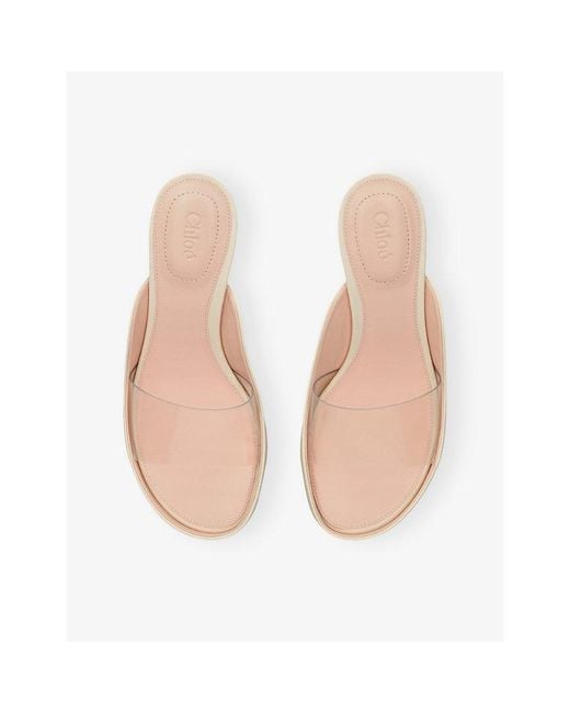 Chloé White Junie Leather And Pvc Heeled Sandals