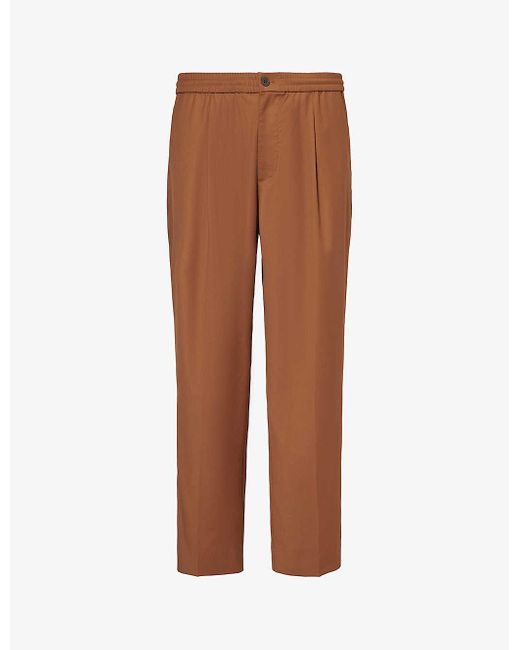 AWAKE NY Brown Brand-embroidered Straight-leg Stretch-woven Trousers X for men
