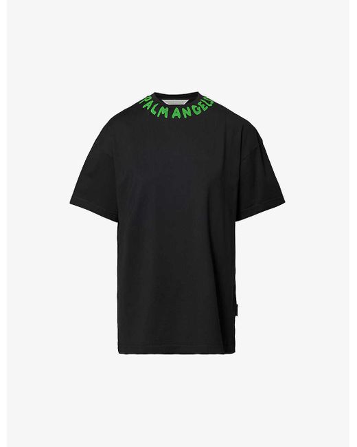 Palm Angels Black Seasonal Brand-typography Cotton-jersey T-shirt