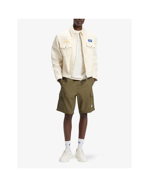 HUGO Green Logo-Badge Elasticated-Waist Cotton Shorts for men