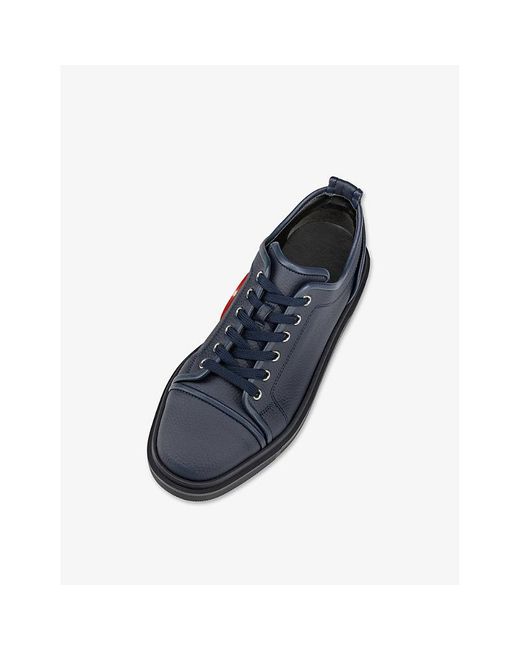 Christian Louboutin - Louis Junior Spike-embellished Cotton Trainers - Mens - Navy Grey