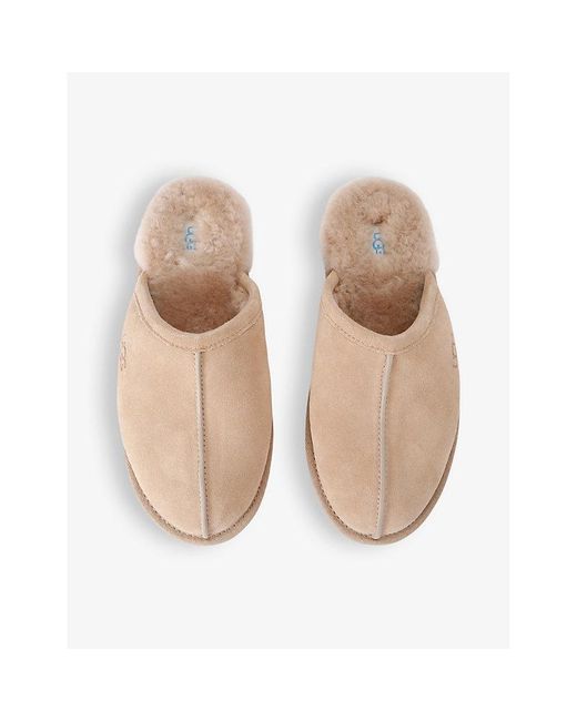 Ugg Natural Scuff Logo-embossed Suede Slippers for men