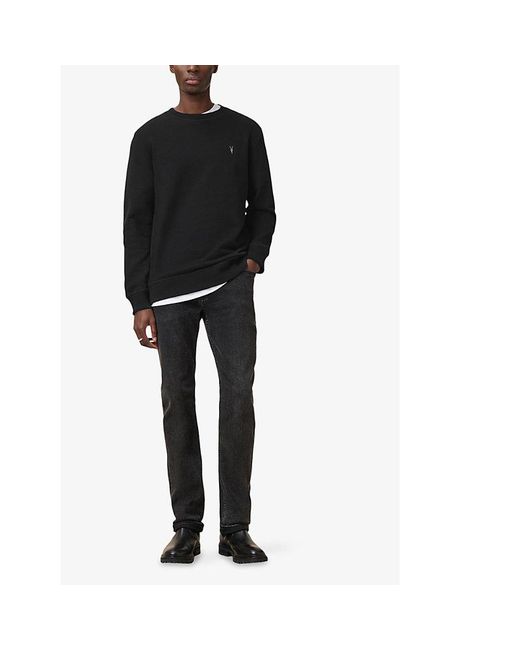 AllSaints Black Raven Logo-Embroidered Regular-Fit Cotton Sweatshirt for men