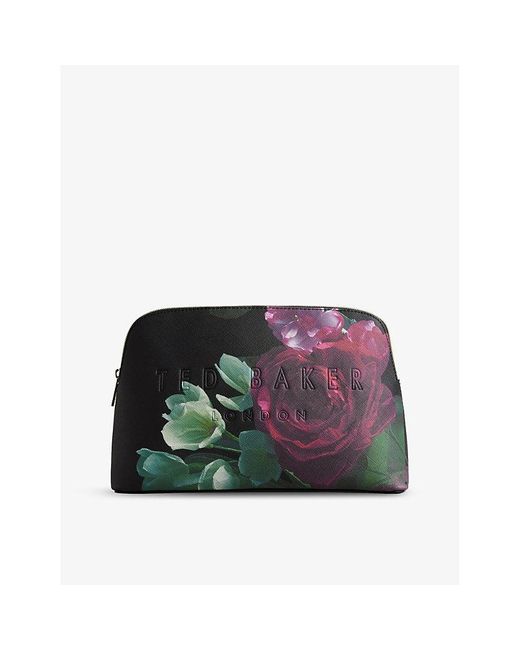 Ted Baker Gray Floral-print Faux-leather Wash Bag