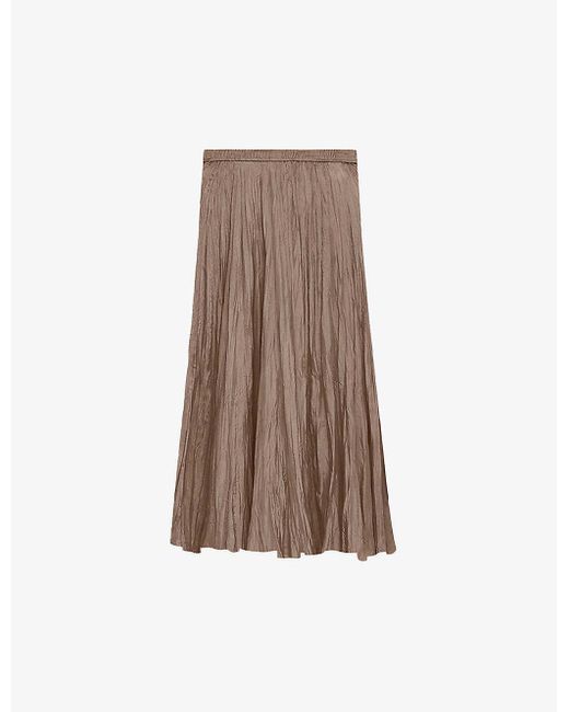Joseph Natural Sully Crinkled Silk-habotai Midi Skirt