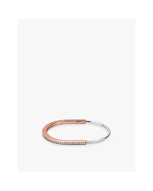 Tiffany & Co White Tiffany Lock Narrow 18Ct Rose- 18Ct- And 1.09Ct Diamond Bangle