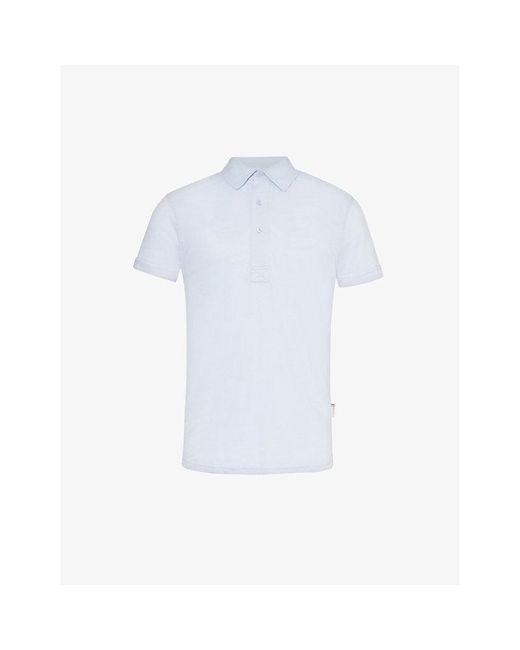 Orlebar Brown White Sebastian Brand-tab Linen Polo Shirt for men