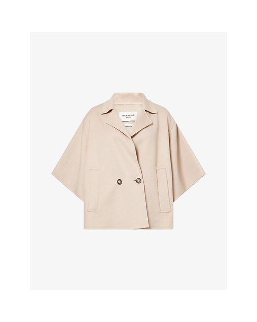 Weekend by Maxmara Natural Short-Sleeve Double-Breasted Wool Coat