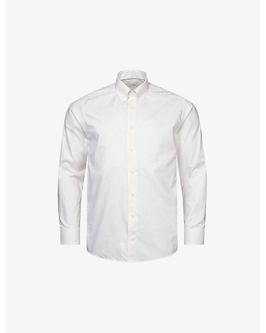 Eton of Sweden White Bengal Stripe Regular-fit Cotton Oxford Shirt for men