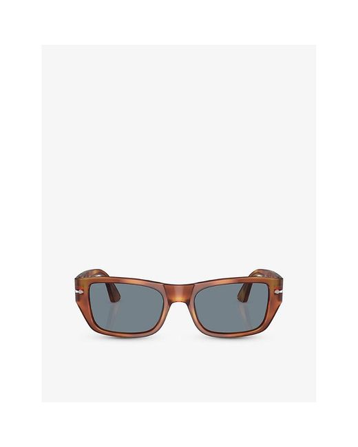 Persol Blue Po3268s Rectangle-frame Acetate Sunglasses