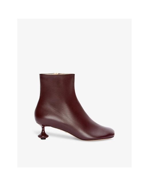 Loewe Red Toy Sculpted-heel Leather Ankle Boots