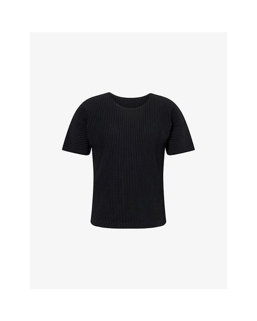 Homme Plissé Issey Miyake Black Basics Pleated Knitted T-Shirt for men
