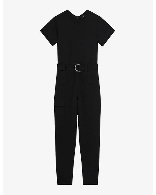 Ted Baker Black Graciej High-rise Short-sleeve Stretch-woven Jumpsuit