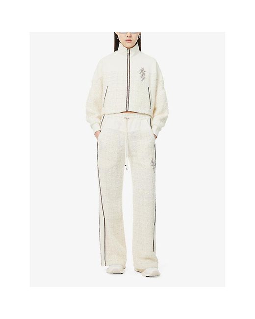 Amiri White Bouclé-panel Brand-embroidered Woven Trousers