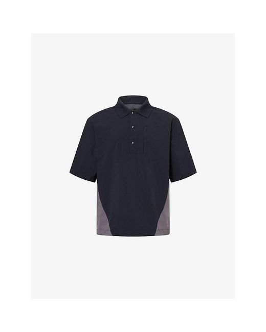 Manors Blue Shooter Branded Stretch-Woven Polo Shirt for men