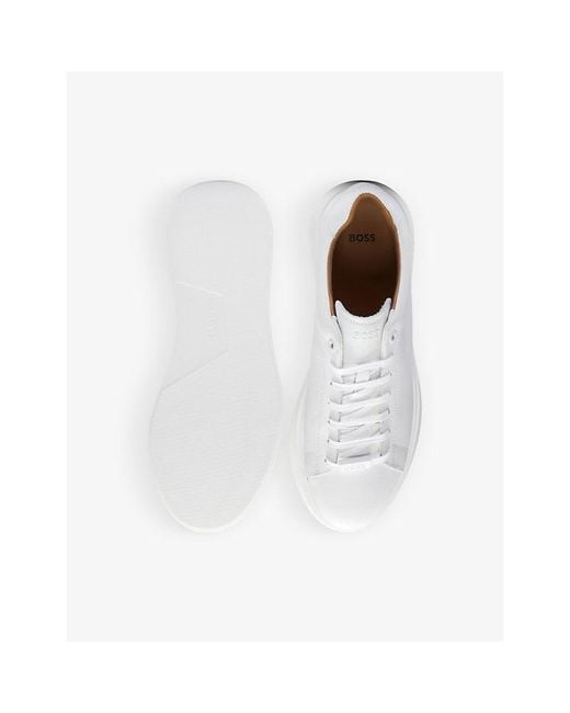 Boss White Leather Low-top Trainers for men