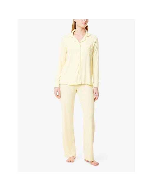 THE NAP CO Yellow Relaxed-Fit Ribbed Stretch-Jersey Pyjama Set