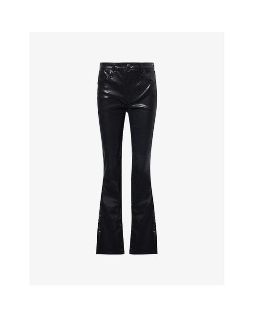Rag & Bone Black Dahlia Flexi Flared Coated-Denim Trousers